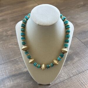 Veronese 925 Sterling Silver 18K Clad Turquoise
Satin Bead Station Necklace
